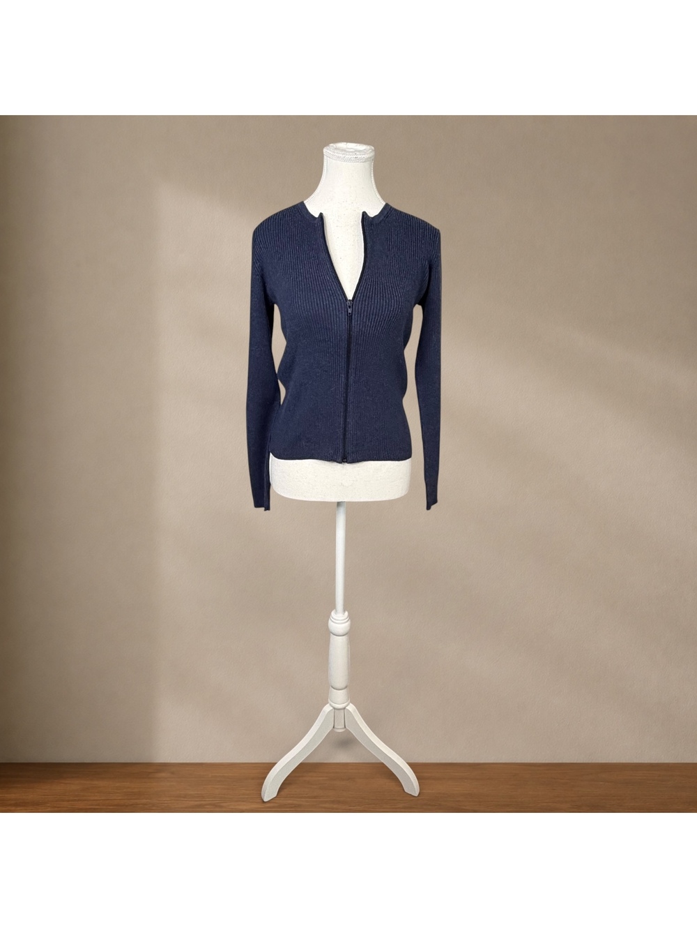 Y2K Navy Blue Ribbed Zip front Cardigan Bella Swan